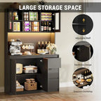 Tall Storage Cabinet with Countertop and LED Lights