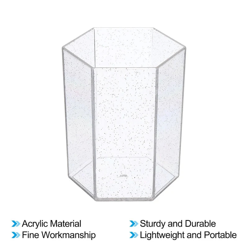 Acrylic Pencil Holder, Makeup Brush Holder Hexagon Desktop Organizer