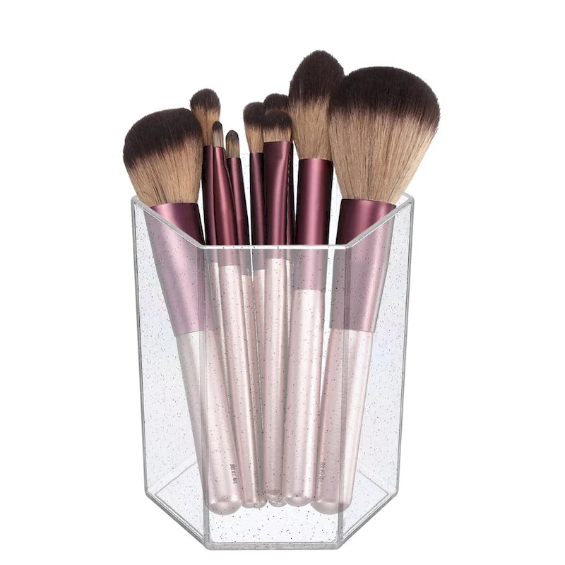 Acrylic Pencil Holder, Makeup Brush Holder Hexagon Desktop Organizer