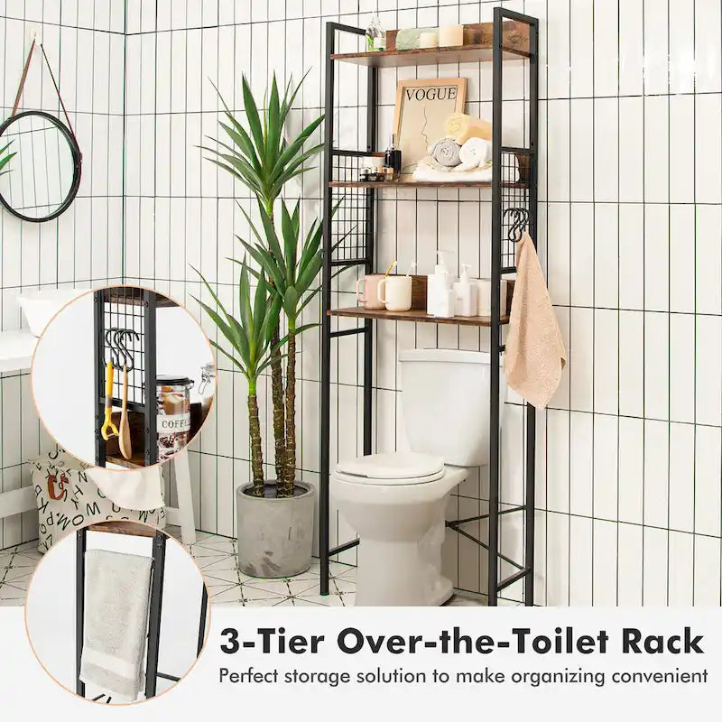 Costway 3-Tier Over-The-Toilet Storage Rack Bathroom Organizer Space - See Details
