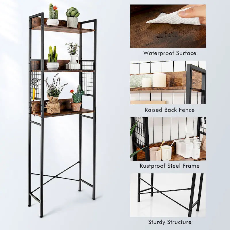 Costway 3-Tier Over-The-Toilet Storage Rack Bathroom Organizer Space - See Details