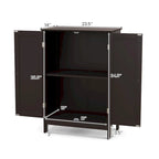 Gymax Bathroom Floor Storage Cabinet Double Door Kitchen Cupboard Shoe