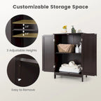 Gymax Bathroom Floor Storage Cabinet Double Door Kitchen Cupboard Shoe