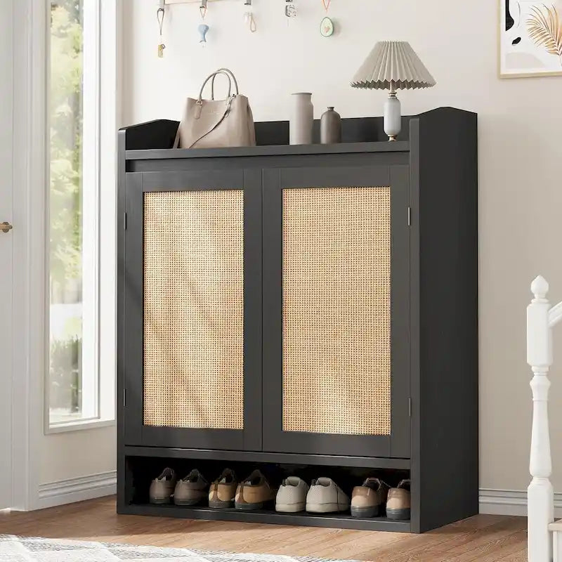 Rattan Shoe Cabinet with 2 Doors