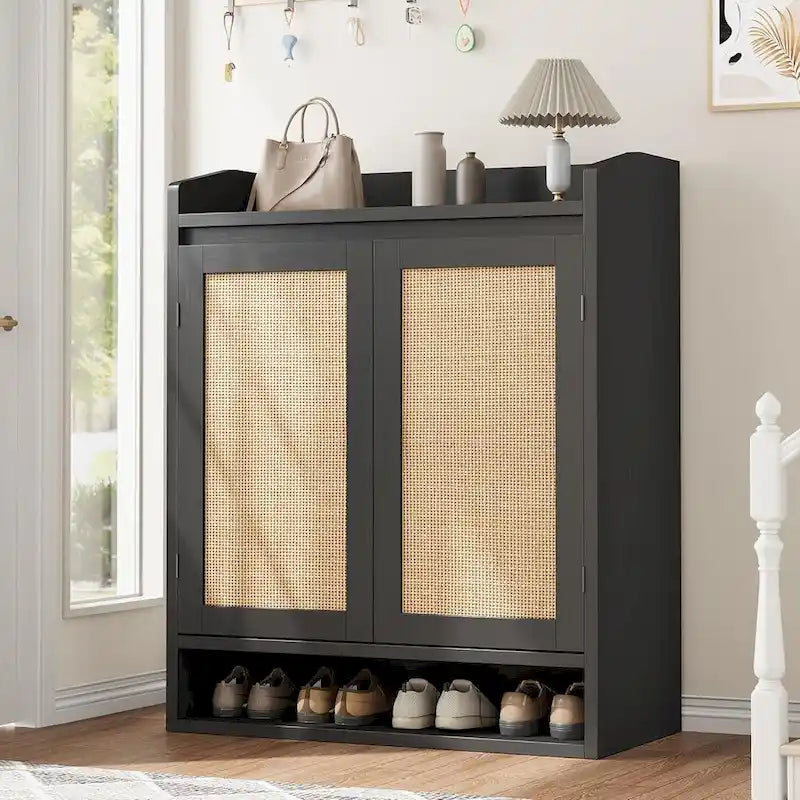 Rattan Shoe Cabinet with 2 Doors