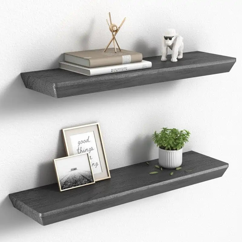 24 Inch Floating Shelves Set of 2 6 Inch Deep Wood Wall Shelves for Bathroom Kitchen Living Room Bedroom