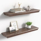 24 Inch Floating Shelves Set of 2 6 Inch Deep Wood Wall Shelves for Bathroom Kitchen Living Room Bedroom