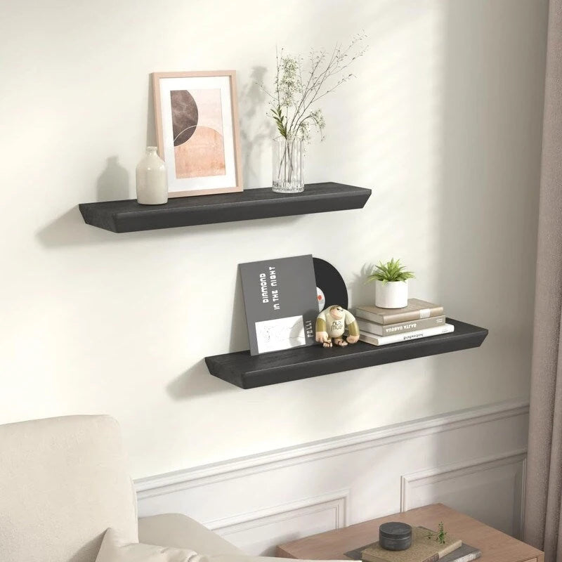 24 Inch Floating Shelves Set of 2 6 Inch Deep Wood Wall Shelves for Bathroom Kitchen Living Room Bedroom