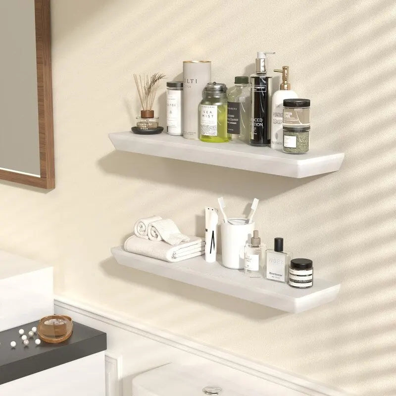24 Inch Floating Shelves Set of 2 6 Inch Deep Wood Wall Shelves for Bathroom Kitchen Living Room Bedroom