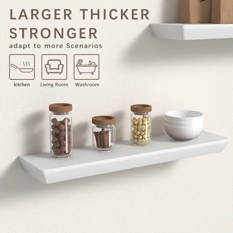 24 Inch Floating Shelves Set of 2 6 Inch Deep Wood Wall Shelves for Bathroom Kitchen Living Room Bedroom