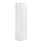 Tall Bathroom Storage Cabinet with Two Towel Hooks Adjustable Shelves and Left or Right-handed Opening Door