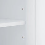 Tall Bathroom Storage Cabinet with Two Towel Hooks Adjustable Shelves and Left or Right-handed Opening Door