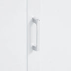 Tall Bathroom Storage Cabinet with Two Towel Hooks Adjustable Shelves and Left or Right-handed Opening Door