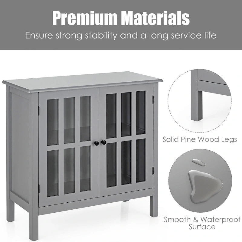 Costway Storage Buffet Cabinet Glass Door Sideboard Console Table