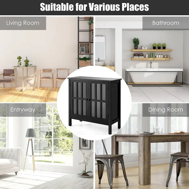 Costway Storage Buffet Cabinet Glass Door Sideboard Console Table