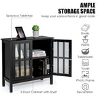 Costway Storage Buffet Cabinet Glass Door Sideboard Console Table
