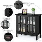 Costway Storage Buffet Cabinet Glass Door Sideboard Console Table