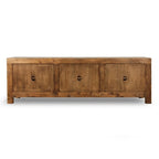 Capri Media Cabinet 6 Doors, Weathered Natural Pinewood 87x16x28H