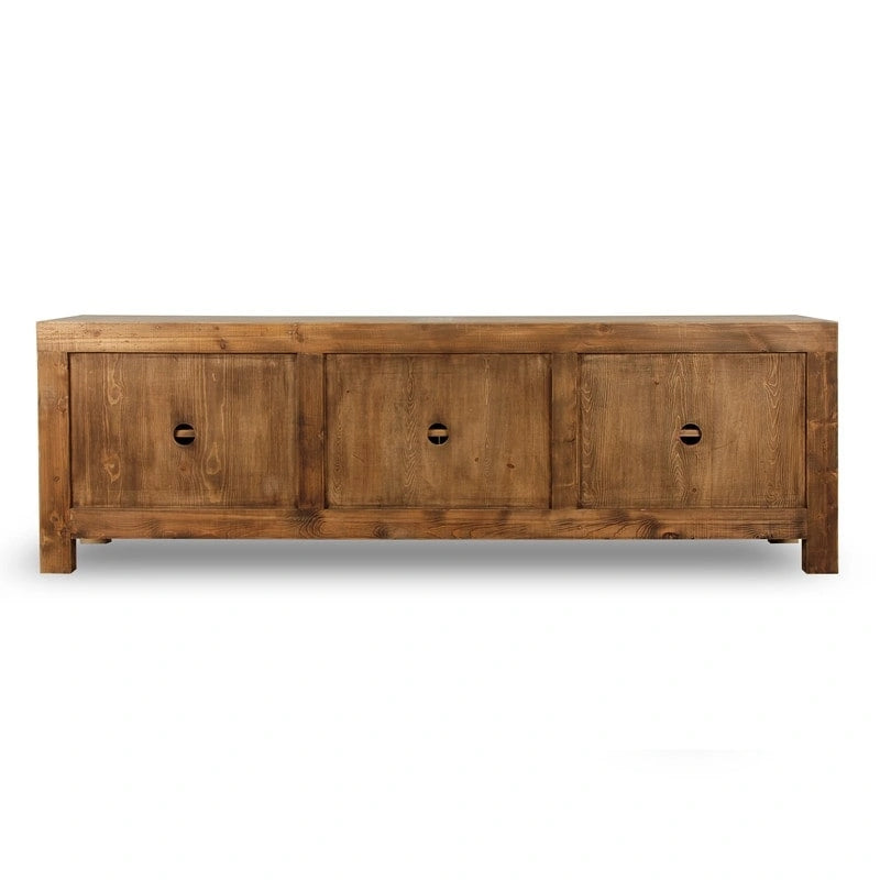 Capri Media Cabinet 6 Doors, Weathered Natural Pinewood 87x16x28H