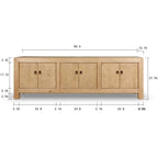 Capri Media Cabinet 6 Doors, Weathered Natural Pinewood 87x16x28H