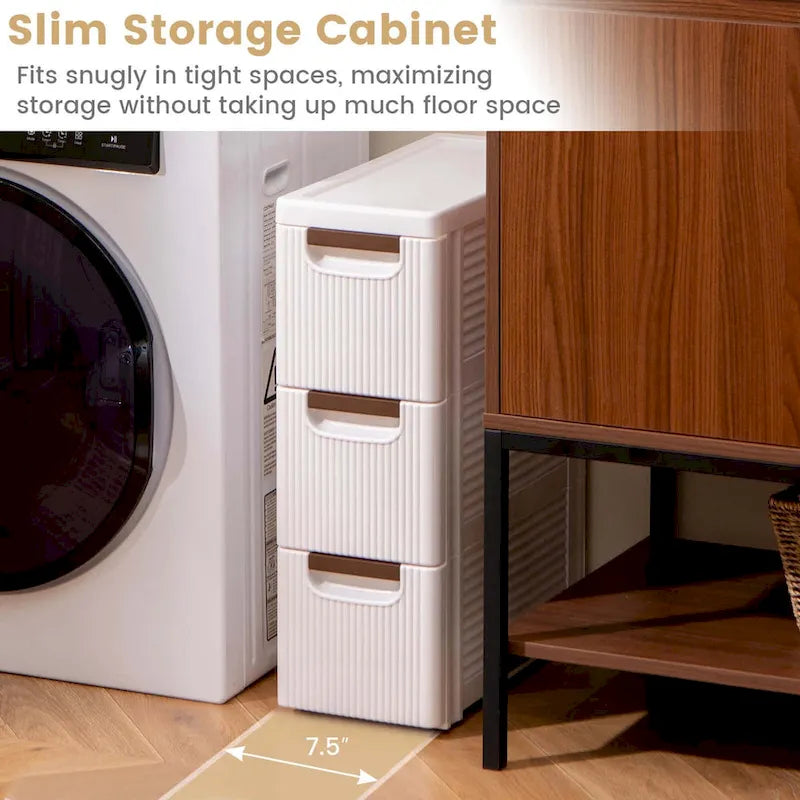 Costway 2 PCS 3-Drawer Narrow Rolling Storage Cabinet with Pull - See Details