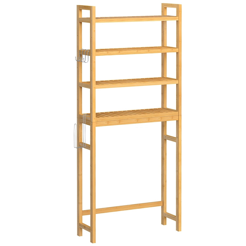 3-Tier Tall Freestanding Wicker Over-the-Toilet Storage Organizer with 3 Hight Adjustable Middle Shelf