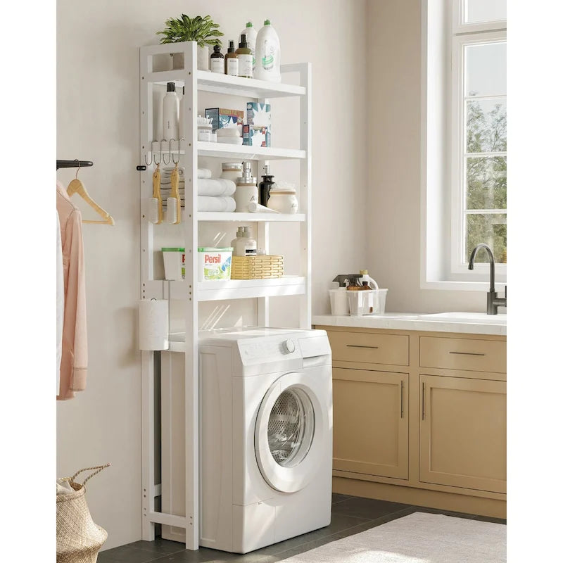 3-Tier Tall Freestanding Wicker Over-the-Toilet Storage Organizer with 3 Hight Adjustable Middle Shelf