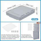 4 Pcs Self-Adhesive Under Desk Drawer for Standing Desk Office, Large - 10.04 x 7.87 x 1.65 inches