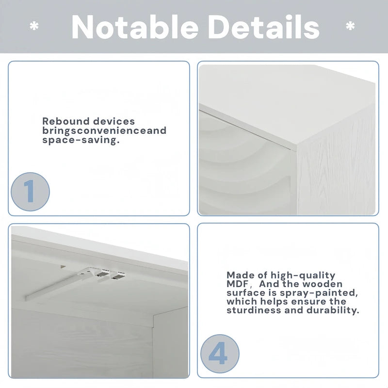 Arched Wavy Pattern Doors Elegant Sideboard with Adjustable Shelves