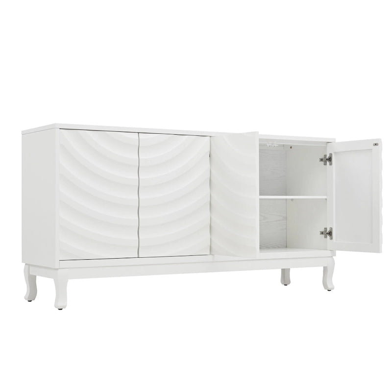 Arched Wavy Pattern Doors Elegant Sideboard with Adjustable Shelves