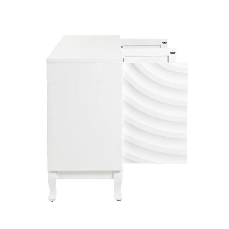Arched Wavy Pattern Doors Elegant Sideboard with Adjustable Shelves