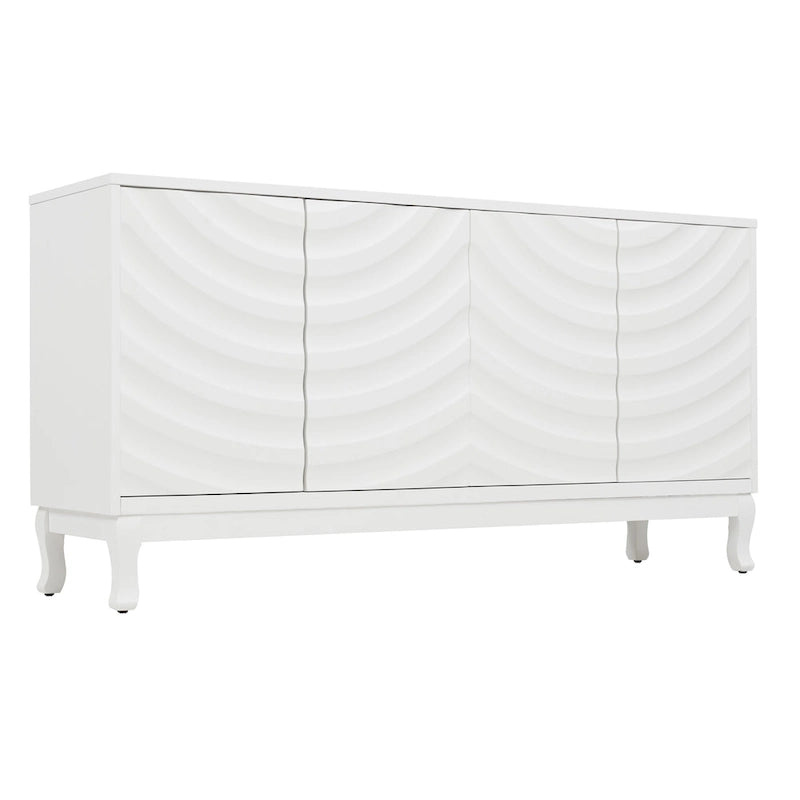 Arched Wavy Pattern Doors Elegant Sideboard with Adjustable Shelves