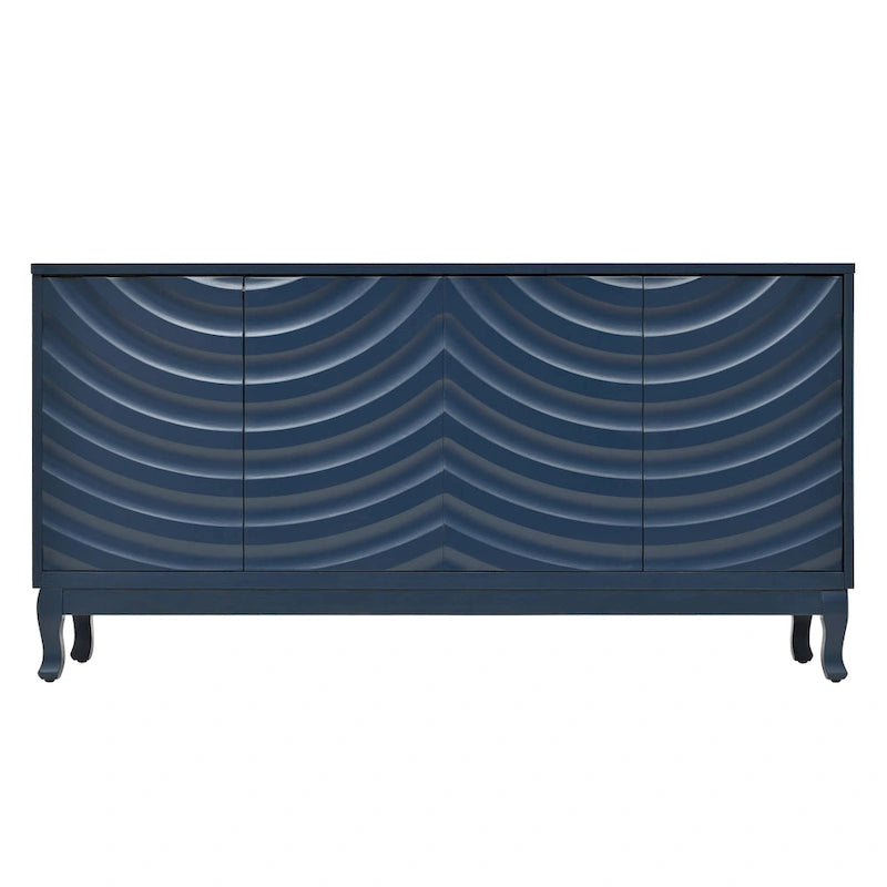 Arched Wavy Pattern Doors Elegant Sideboard with Adjustable Shelves