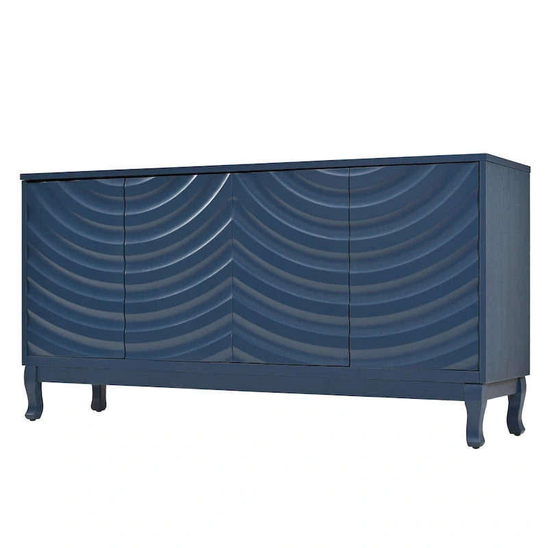 Arched Wavy Pattern Doors Elegant Sideboard with Adjustable Shelves