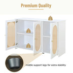 Retro 3-Door Sideboard with Artificial Rattan Doors, Metal Handles & Large Storage Space