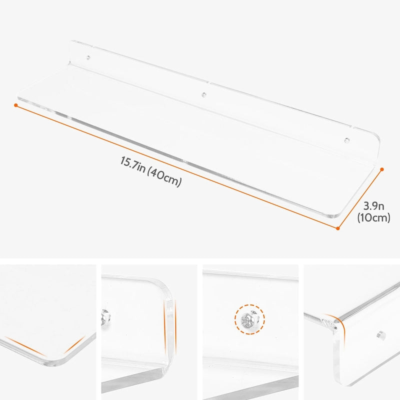 Acrylic Floating Shelves for Wall, Clear Acrylic Shelves for Kitchen Storage and Organization Clear