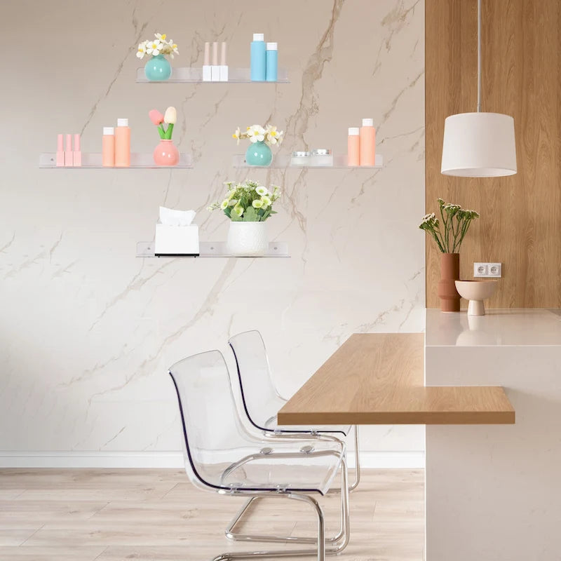 Acrylic Floating Shelves for Wall, Clear Acrylic Shelves for Kitchen Storage and Organization Clear