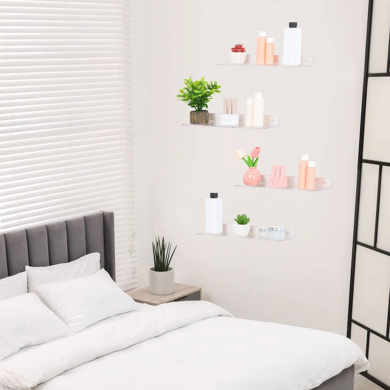 Acrylic Floating Shelves for Wall, Clear Acrylic Shelves for Kitchen Storage and Organization Clear