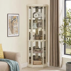 Illuminated Corner Cabinet  Elegant Display for Collectibles, Wine & Glassware  Built-In Lighting