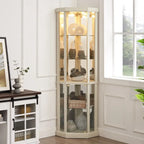 Illuminated Corner Cabinet  Elegant Display for Collectibles, Wine & Glassware  Built-In Lighting