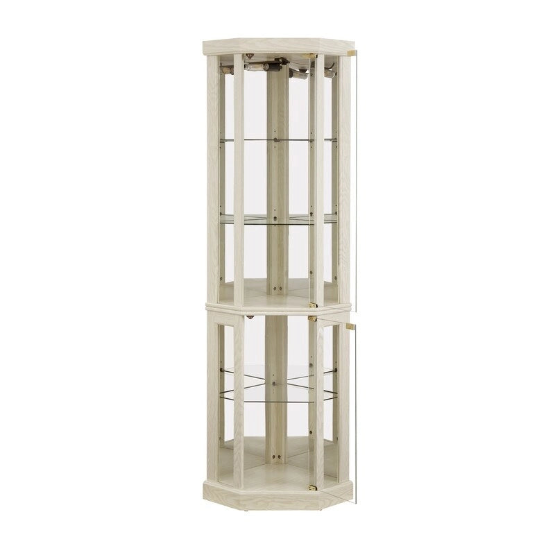 Illuminated Corner Cabinet  Elegant Display for Collectibles, Wine & Glassware  Built-In Lighting