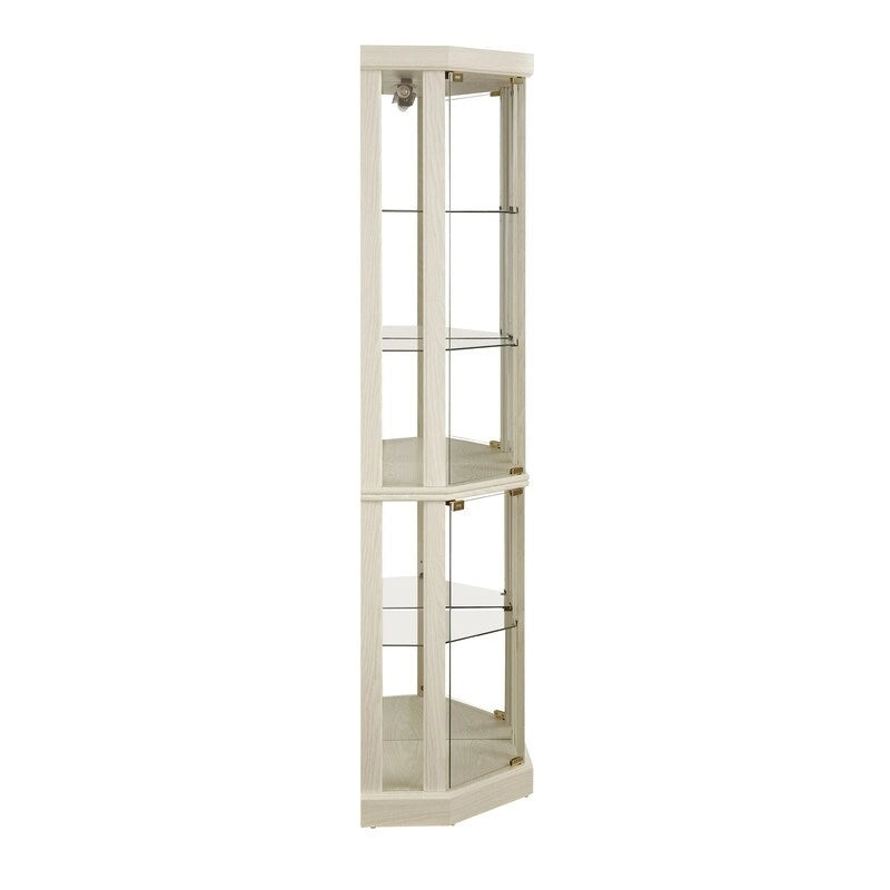 Illuminated Corner Cabinet  Elegant Display for Collectibles, Wine & Glassware  Built-In Lighting