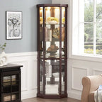 Illuminated Corner Cabinet  Elegant Display for Collectibles, Wine & Glassware  Built-In Lighting