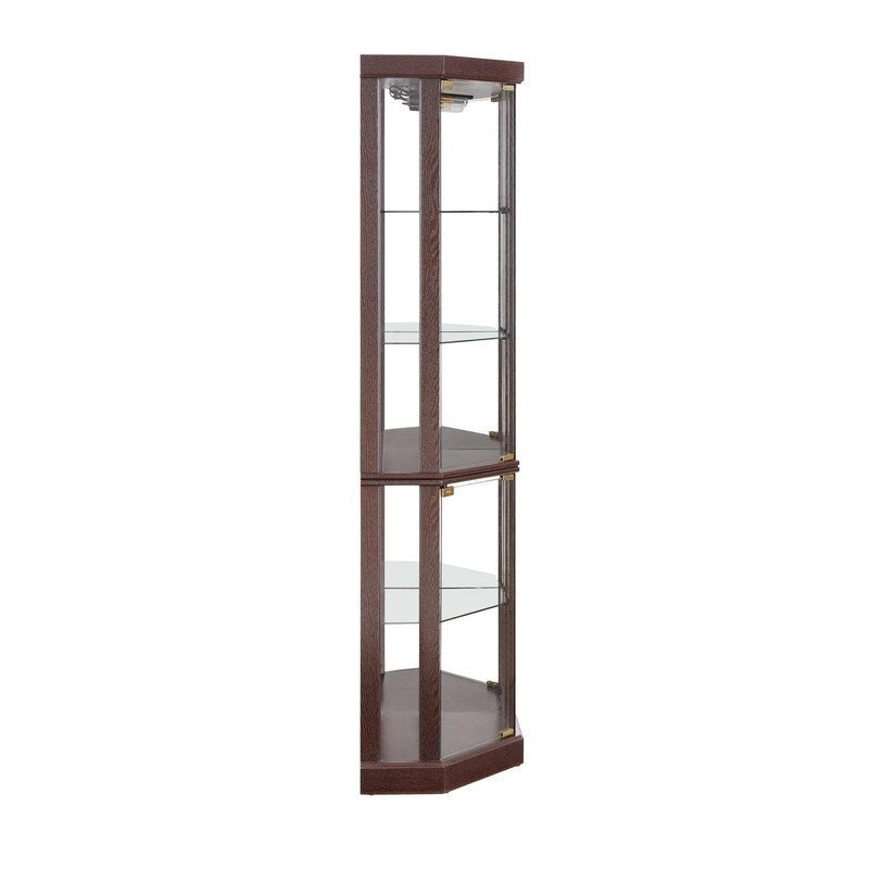 Illuminated Corner Cabinet  Elegant Display for Collectibles, Wine & Glassware  Built-In Lighting