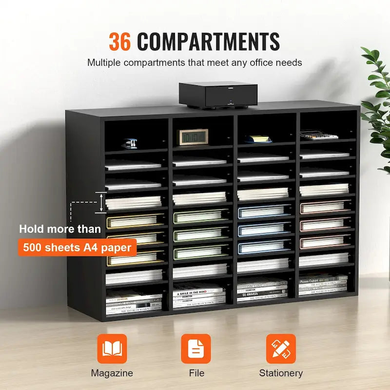 Office Mailbox Literature Organizers with 36 Compartments and Adjustable Shelves