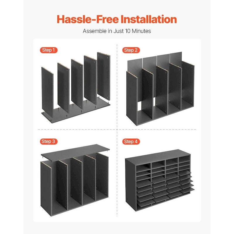 Office Mailbox Literature Organizers with 36 Compartments and Adjustable Shelves