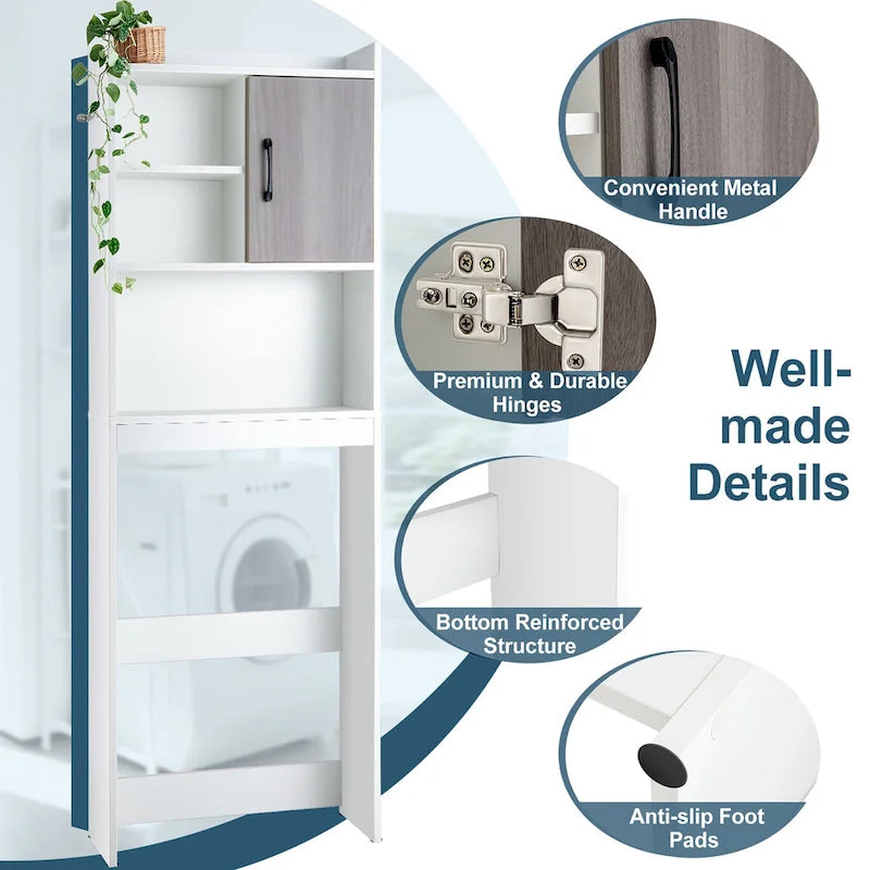 Costway Over The Toilet Storage Cabinet Bathroom Space Saver w/ Open - See Details