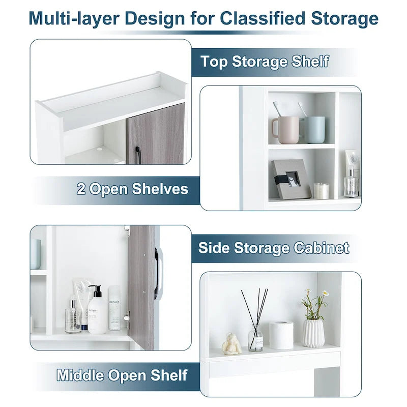 Costway Over The Toilet Storage Cabinet Bathroom Space Saver w/ Open - See Details