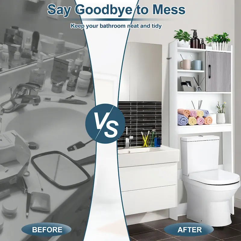 Costway Over The Toilet Storage Cabinet Bathroom Space Saver w/ Open - See Details
