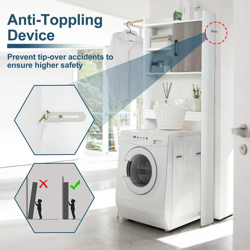 Costway Over The Toilet Storage Cabinet Bathroom Space Saver w/ Open - See Details